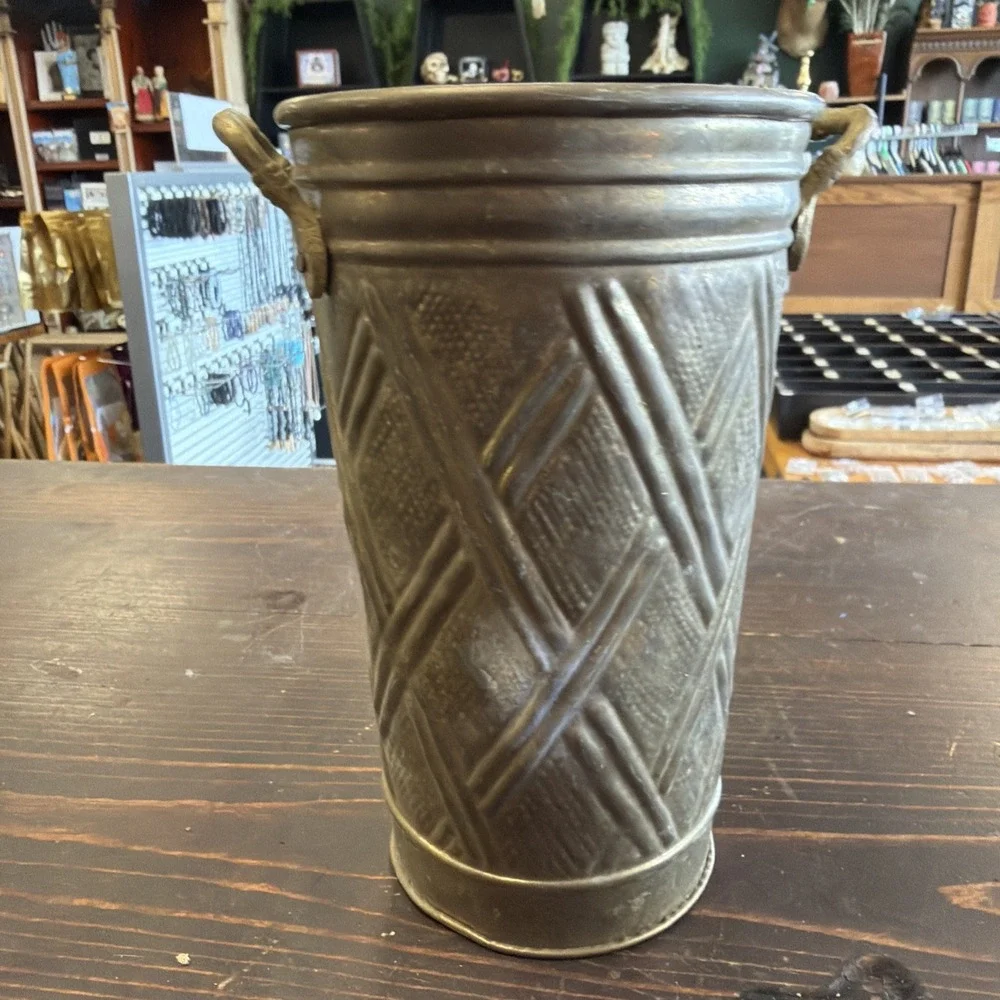 Vintage Hosley Brass Cylindrical Vase